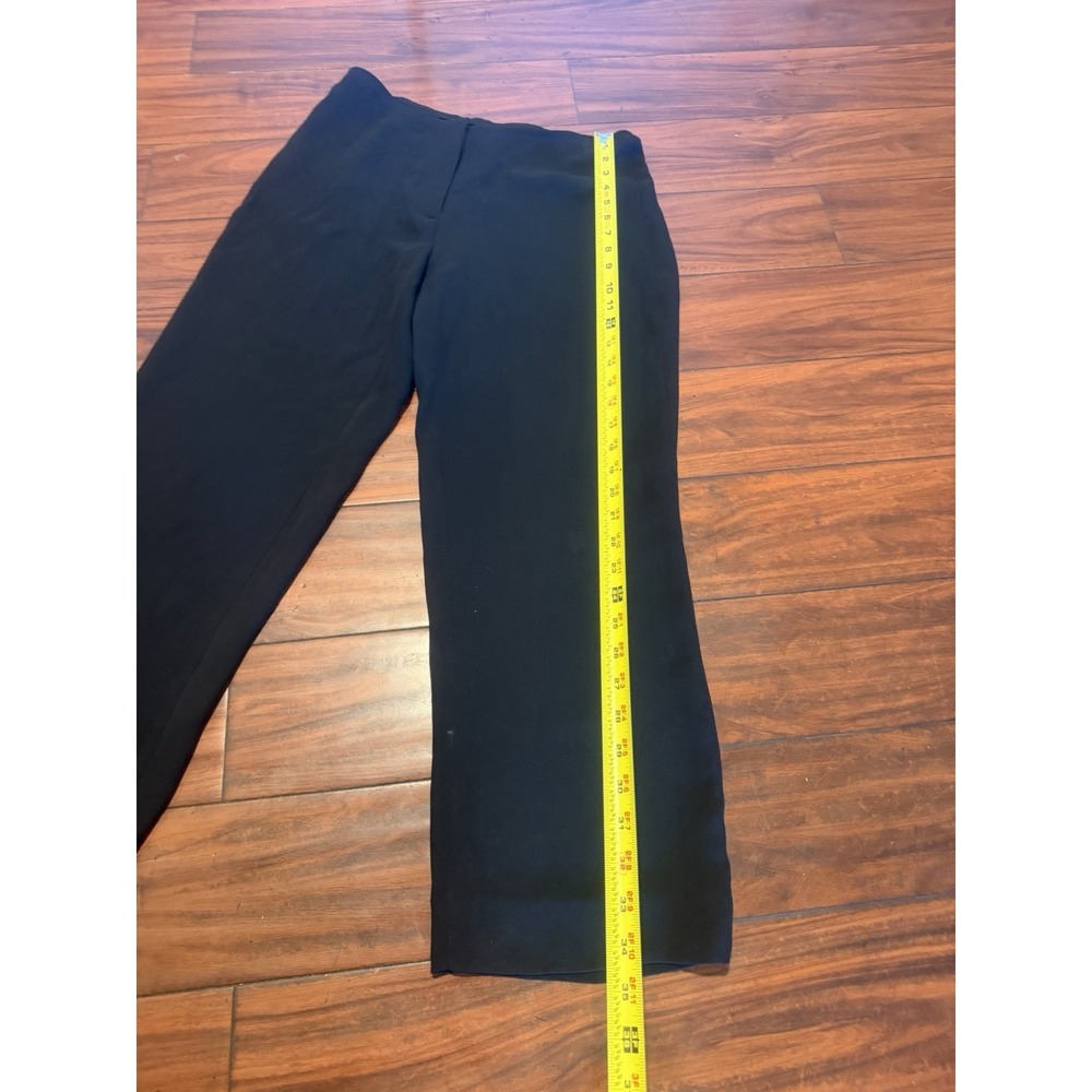 Eileen Fisher Petite Large 100% Silk Black Wide Leg Crop Pants With Front Zipper - Picture 2 of 9